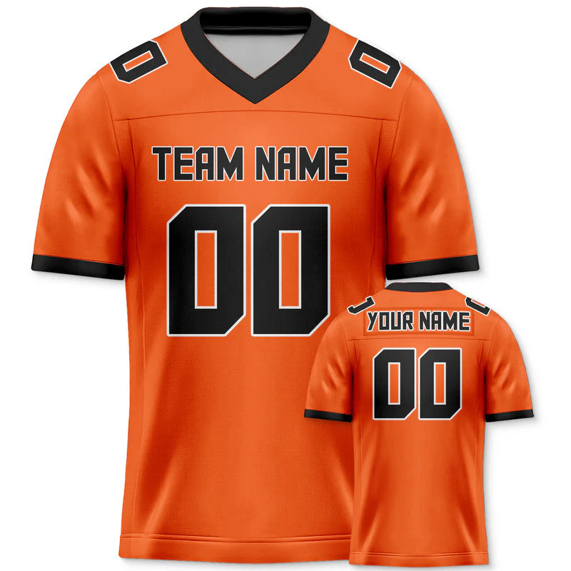 Custom Orange Black Mesh Authentic Football Jersey