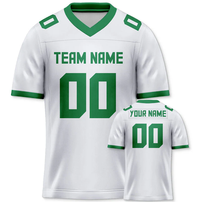 Custom White Green Mesh Authentic Football Jersey