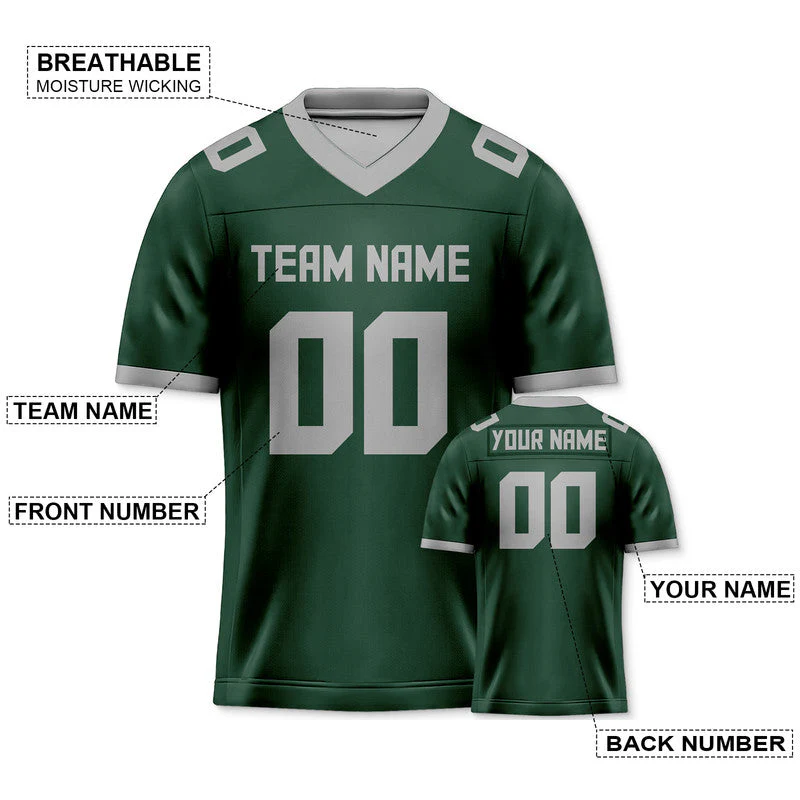 Custom Kelly Green Gray Mesh Authentic Football Jersey