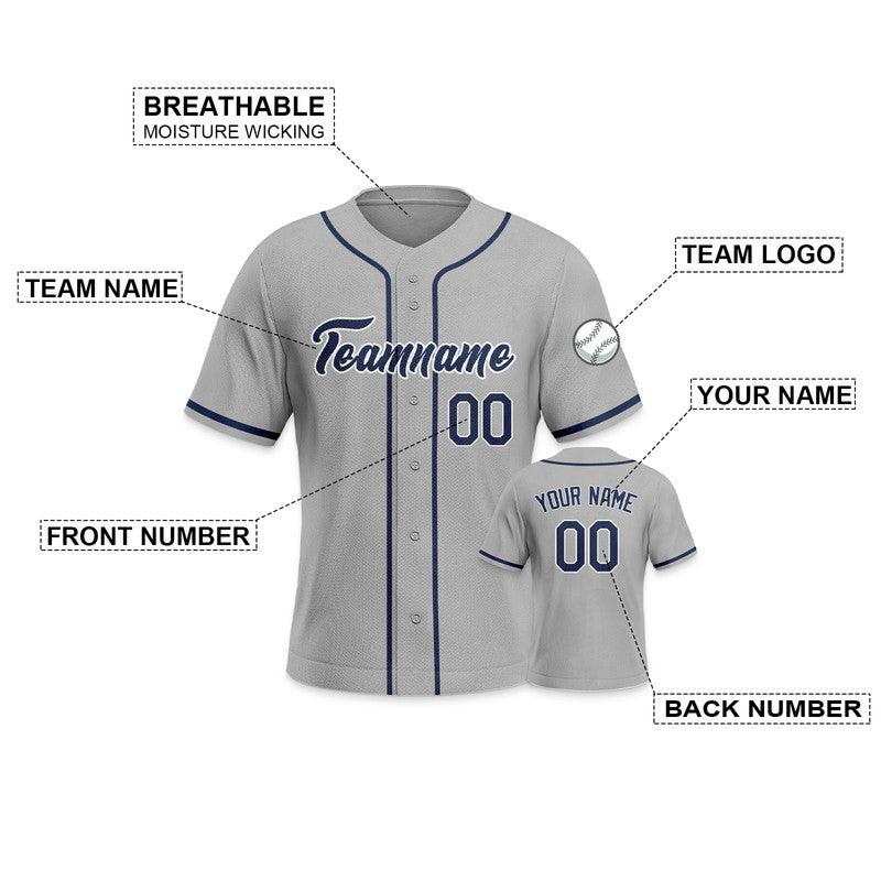 Custom Gray Navy-White Authentic Baseball Jersey-3
