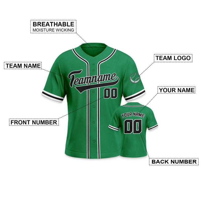 Custom Green Black-White Authentic Baseball Jersey