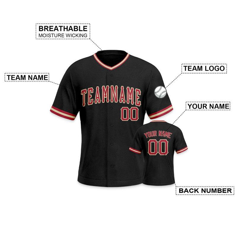 Custom Black Red-White Authentic Baseball Jersey-1