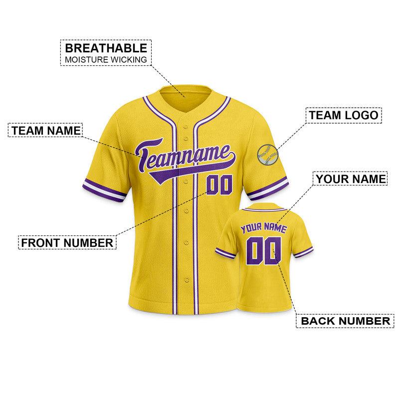 Custom Gold Purple-White Authentic Baseball Jersey