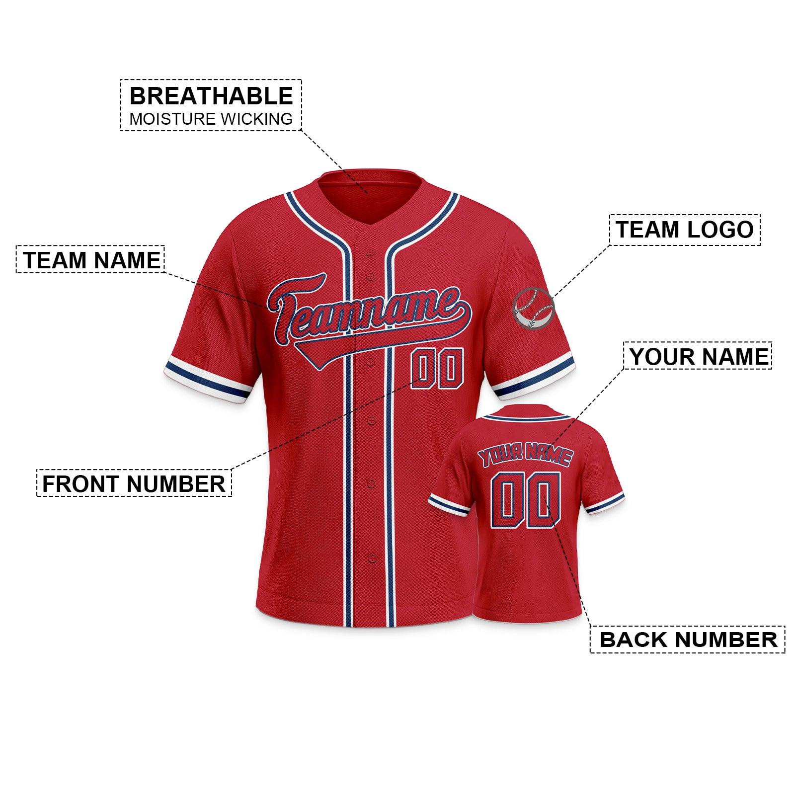 Custom Red Red-Navy Authentic Classic Baseball Jersey