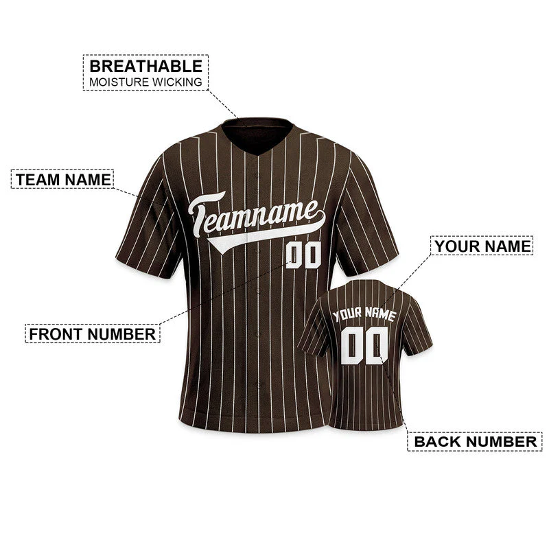 Custom Brown Gray Pinstripe White Gray Authentic Baseball Jersey