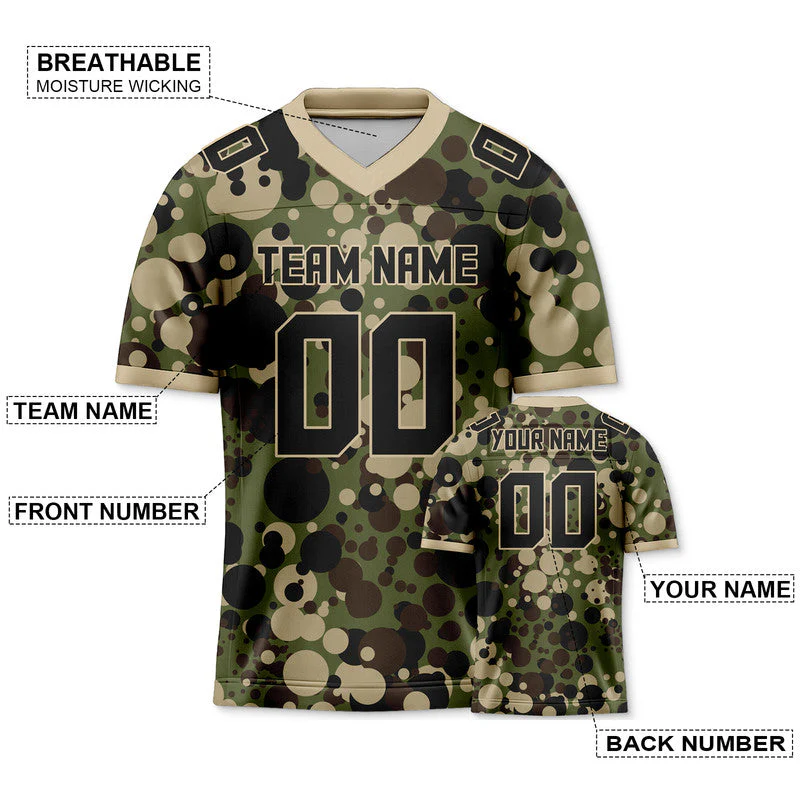 Custom Camo Black-Cream Authentic Salute To Service Football Jersey-3