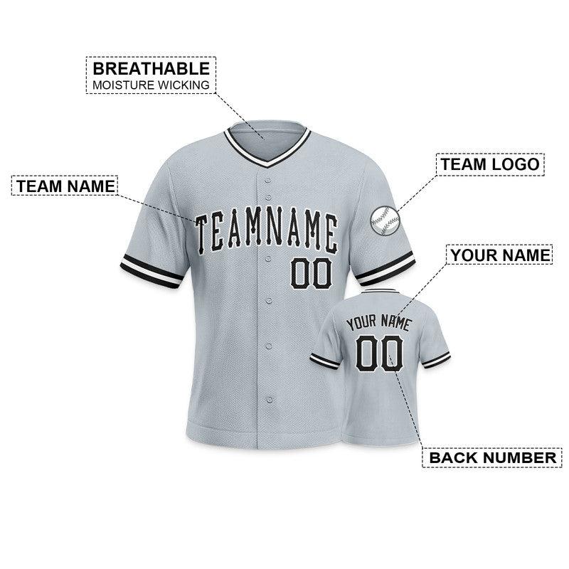 Custom Gray Black-White Authentic Baseball Jersey-1