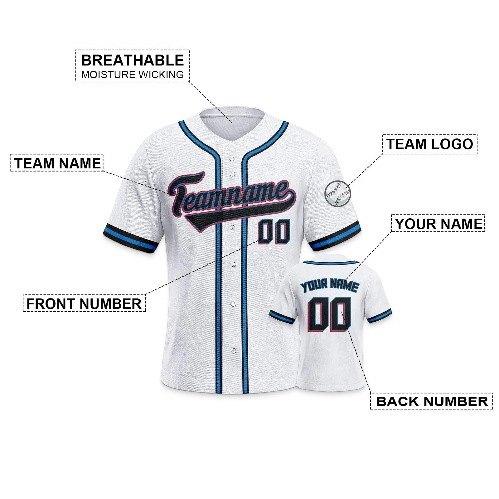 Custom White Black-Blue Orange Authentic Classic Baseball Jersey