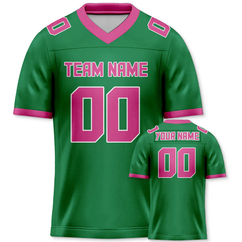 Custom Green Pink Mesh Authentic Football Jersey