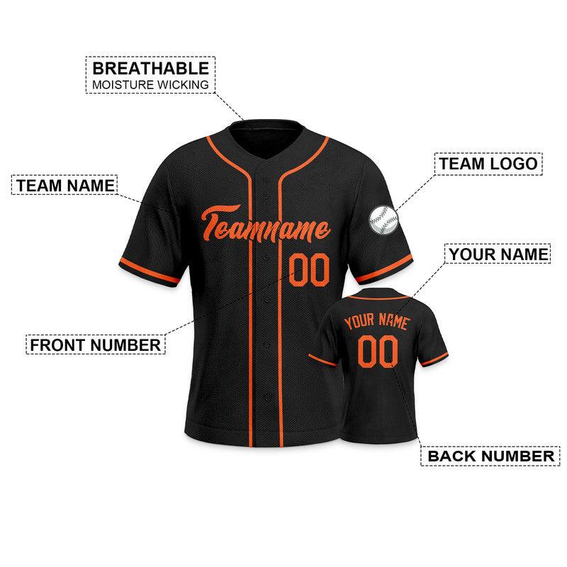Custom Black Orange Authentic Baseball Jersey-3