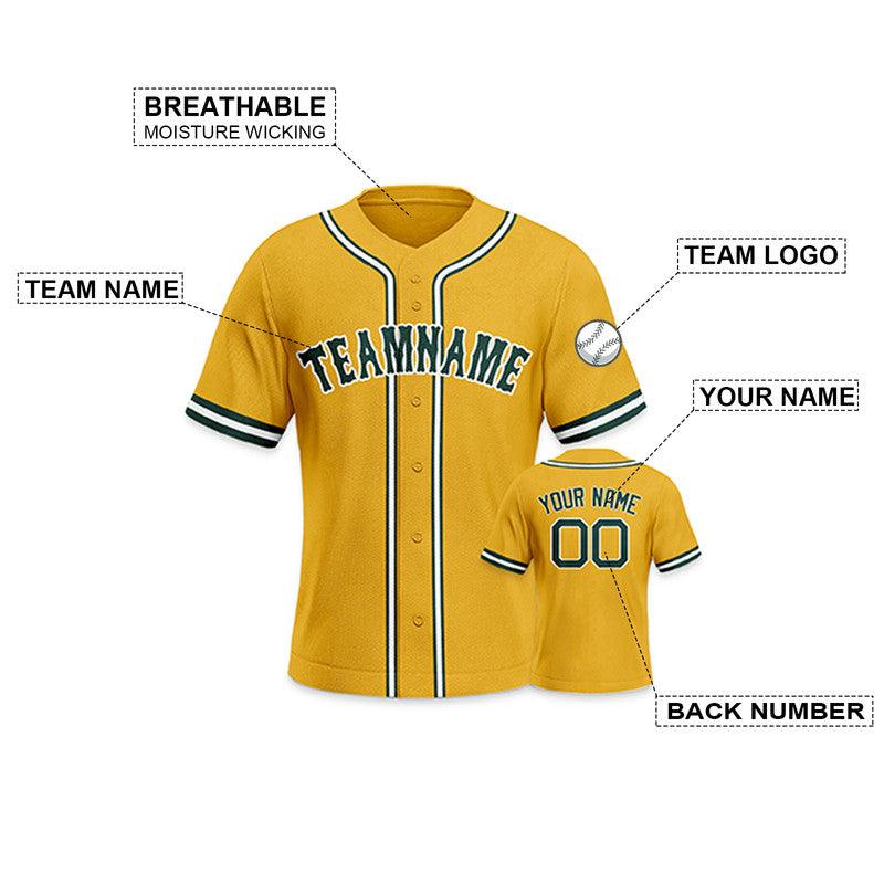Custom Gold Kelly Green-White Authentic Baseball Jersey-2