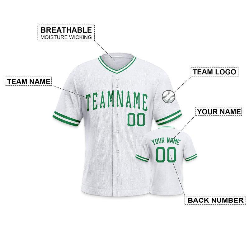 Custom White Green-White Authentic Baseball Jersey-1