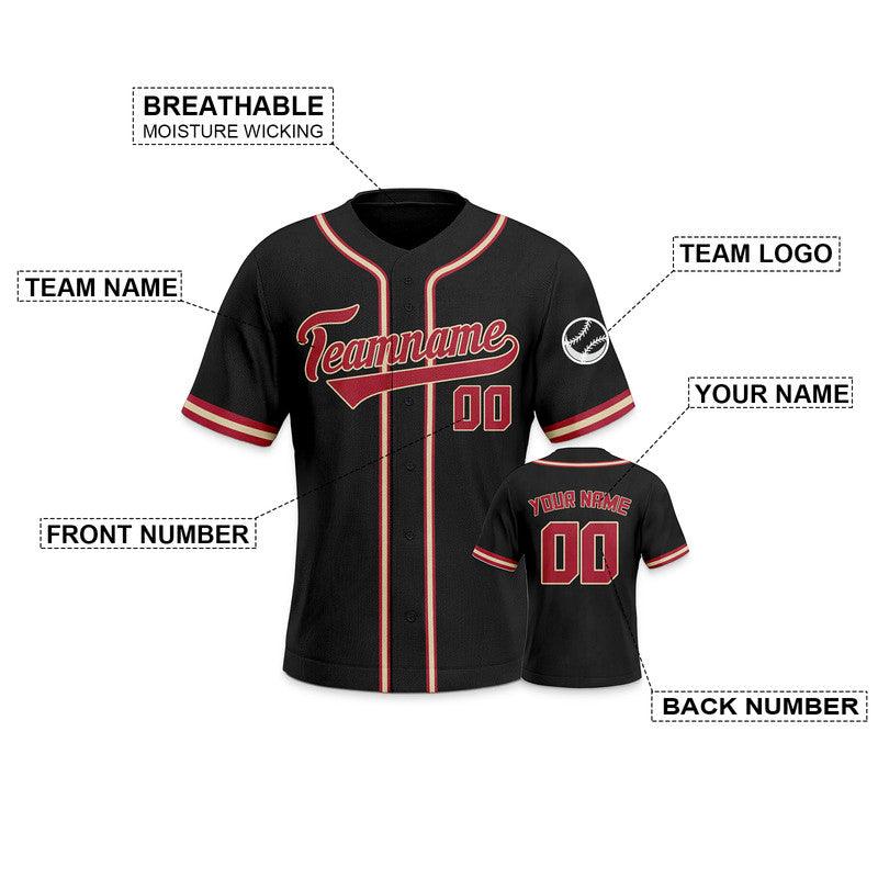 Custom Black Red-White Authentic Baseball Jersey