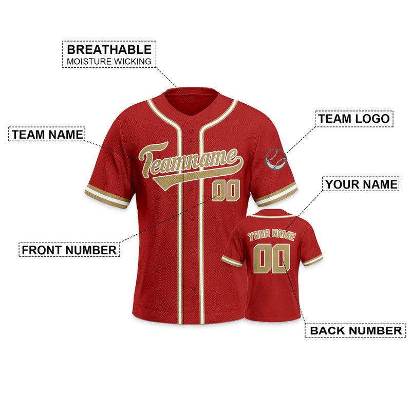 Custom Red Gold Authentic Baseball Jersey