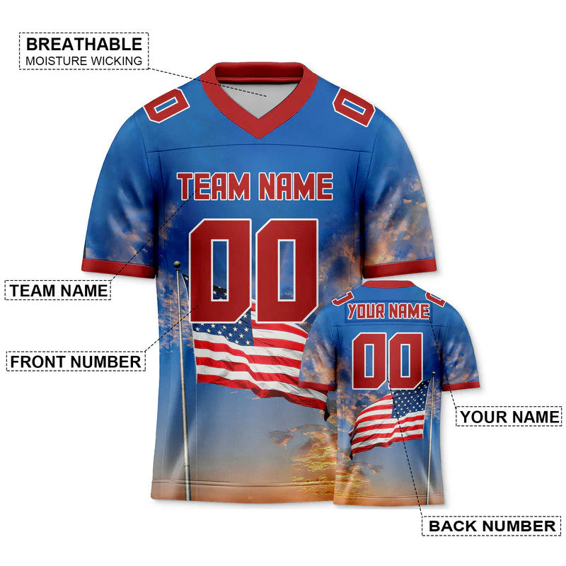Custom 3D American Flag Fashion Authentic Football Jersey